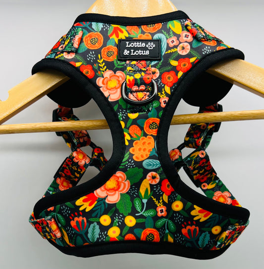 Black Floral Step in Harness