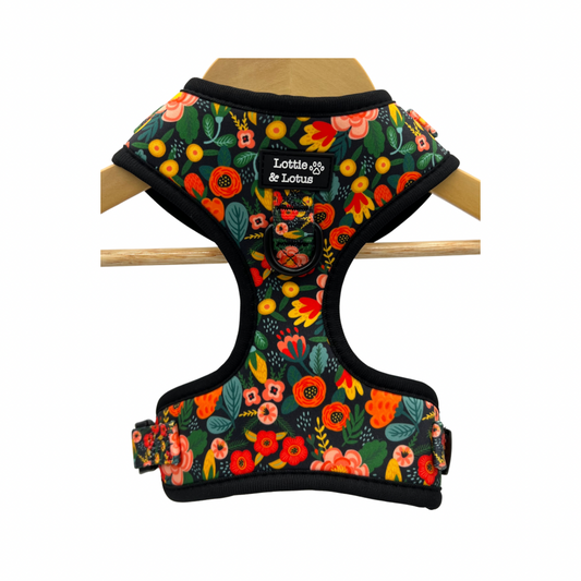 Black Floral Over Head Harness